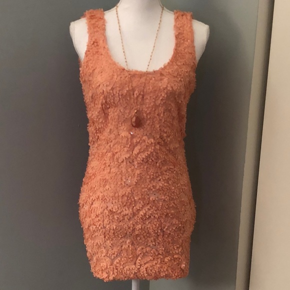 Forever 21 Exclusive Line Dresses & Skirts - Coral & Gold Flower Dress Size Medium